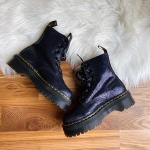 Dr. Martens Molly Crackle Suede Platform Boots